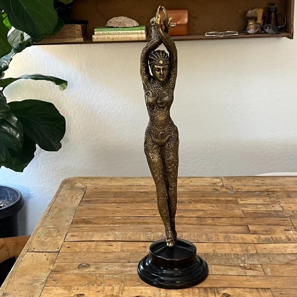 Demetre Chiparus Style Bronze Sculpture Statue 21"+ Starfish Exotic Dancer